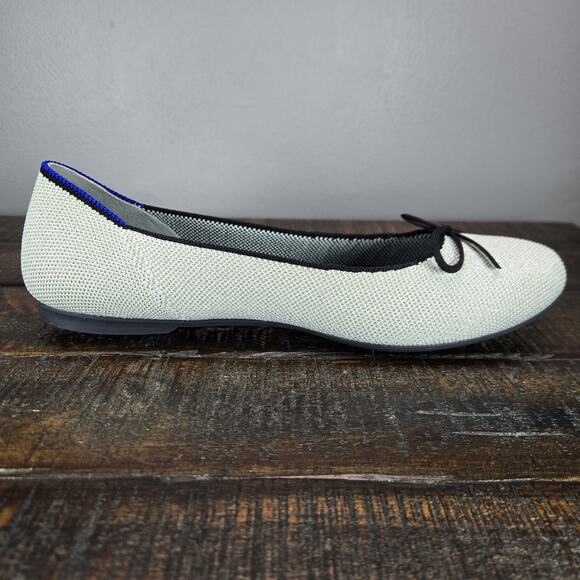 NEW Rothys The Ballet Flat Bow Womens 9 Flats Slip On Ballet Shoes Silver White - Picture 8 of 11